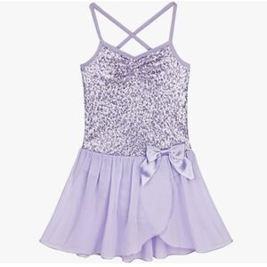 3/$20🌟 Amazon Lavender Sequin Chiffon Ballet Dance Dress Leotard Medium 4-5